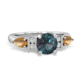 Alexandrite 6Mm Round Eternal Embrace Engagement 14K White Gold ring R2005