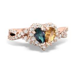 Alexandrite Diamond Twist 'One Heart' 14K Rose Gold ring R2640HRT