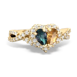 Alexandrite Diamond Twist 'One Heart' 14K Yellow Gold ring R2640HRT