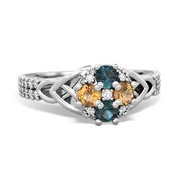 Alexandrite Celtic Knot Cluster Engagement 14K White Gold ring R26443RD