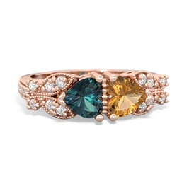 Alexandrite Diamond Butterflies 14K Rose Gold ring R5601