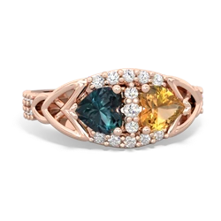 Alexandrite Sparkling Celtic Knot 14K Rose Gold ring R2645