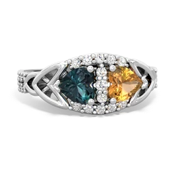 Alexandrite Sparkling Celtic Knot 14K White Gold ring R2645