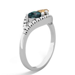 Alexandrite Mother And Child 14K White Gold ring R3010