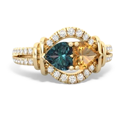 Alexandrite Art-Deco Keepsake 14K Yellow Gold ring R5630