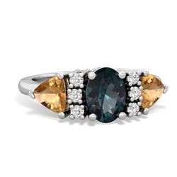 Alexandrite Antique Style Three Stone 14K White Gold ring R2186