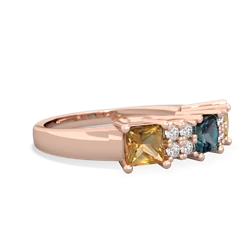 Alexandrite Three Stone Diamond Cluster 14K Rose Gold ring R2592
