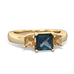 Alexandrite Three Stone Trellis 14K Yellow Gold ring R4015