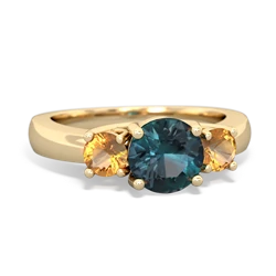 Alexandrite Three Stone Round Trellis 14K Yellow Gold ring R4018