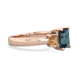 Alexandrite Three Stone Emerald-Cut Trellis 14K Rose Gold ring R4021