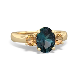 Alexandrite Three Stone Oval Trellis 14K Yellow Gold ring R4024