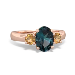 Alexandrite Three Stone Oval Trellis 14K Rose Gold ring R4024