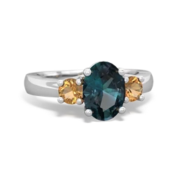 Alexandrite Three Stone Oval Trellis 14K White Gold ring R4024