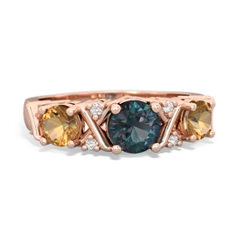 Alexandrite Hugs And Kisses 14K Rose Gold ring R5016