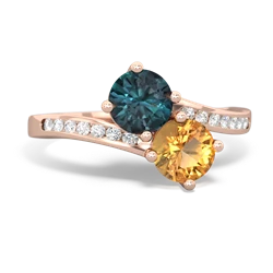 Alexandrite Channel Set Two Stone 14K Rose Gold ring R5303