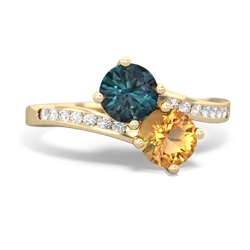 Alexandrite Channel Set Two Stone 14K Yellow Gold ring R5303