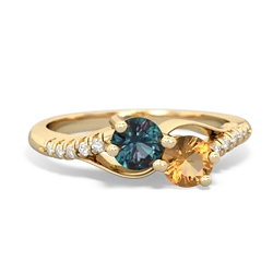 Alexandrite Infinity Pave Two Stone 14K Yellow Gold ring R5285