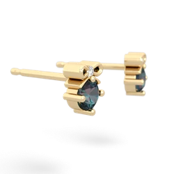 Alexandrite Diamond Bows 14K Yellow Gold earrings E7002