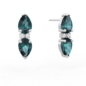 Alexandrite Bowtie Drop 14K White Gold earrings E0865