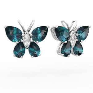 Alexandrite Butterfly 14K White Gold earrings E2215
