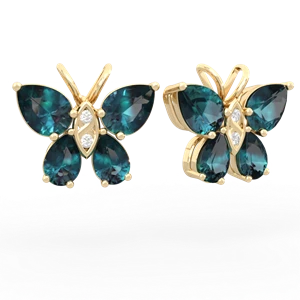 Alexandrite Butterfly 14K Yellow Gold earrings E2215