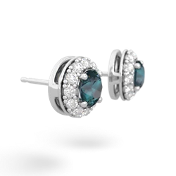 Alexandrite Diamond Halo 14K White Gold earrings E5370