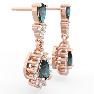 Alexandrite Halo Pear Dangle 14K Rose Gold earrings E1882