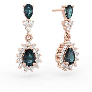 Alexandrite Halo Pear Dangle 14K Rose Gold earrings E1882
