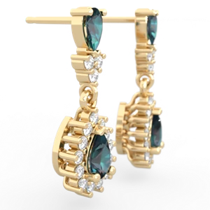 Alexandrite Halo Pear Dangle 14K Yellow Gold earrings E1882