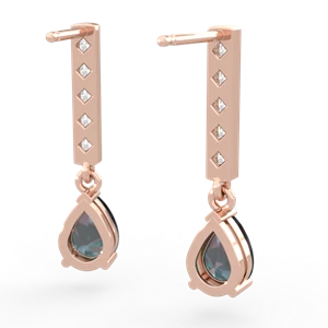 Alexandrite Art Deco Diamond Drop 14K Rose Gold earrings E5324