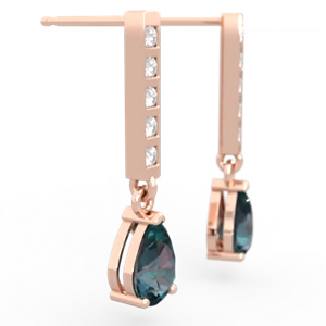 Alexandrite Art Deco Diamond Drop 14K Rose Gold earrings E5324
