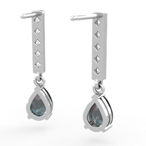 Alexandrite Art Deco Diamond Drop 14K White Gold earrings E5324