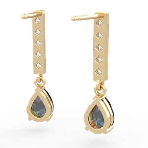 Alexandrite Art Deco Diamond Drop 14K Yellow Gold earrings E5324