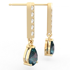 Alexandrite Art Deco Diamond Drop 14K Yellow Gold earrings E5324