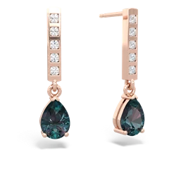 Alexandrite Art Deco Diamond Drop 14K Rose Gold earrings E5324