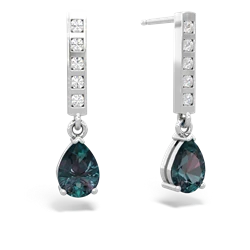 Alexandrite Art Deco Diamond Drop 14K White Gold earrings E5324