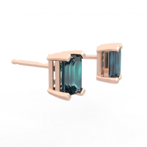 Alexandrite 6X4mm Emerald-Cut Stud 14K Rose Gold earrings E1855