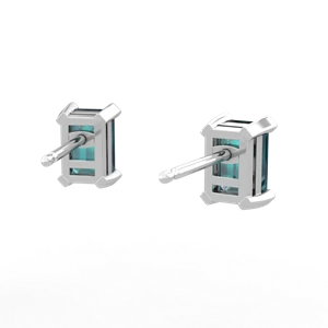 Alexandrite 6X4mm Emerald-Cut Stud 14K White Gold earrings E1855