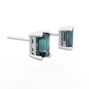 Alexandrite 6X4mm Emerald-Cut Stud 14K White Gold earrings E1855