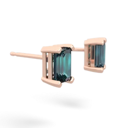 Alexandrite 6X4mm Emerald-Cut Stud 14K Rose Gold earrings E1855
