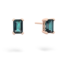 Alexandrite 6X4mm Emerald-Cut Stud 14K Rose Gold earrings E1855