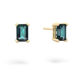 Alexandrite 6X4mm Emerald-Cut Stud 14K Yellow Gold earrings E1855