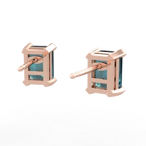 Alexandrite 7X5mm Emerald-Cut Stud 14K Rose Gold earrings E1856