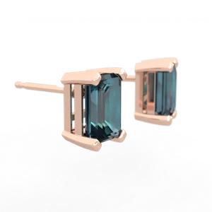 Alexandrite 7X5mm Emerald-Cut Stud 14K Rose Gold earrings E1856