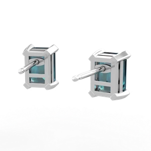 Alexandrite 7X5mm Emerald-Cut Stud 14K White Gold earrings E1856
