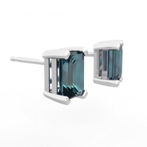 Alexandrite 7X5mm Emerald-Cut Stud 14K White Gold earrings E1856