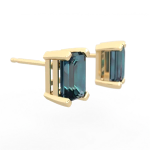 Alexandrite 7X5mm Emerald-Cut Stud 14K Yellow Gold earrings E1856