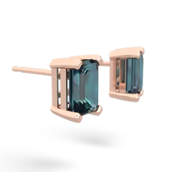 Alexandrite 7X5mm Emerald-Cut Stud 14K Rose Gold earrings E1856