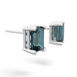 Alexandrite 7X5mm Emerald-Cut Stud 14K White Gold earrings E1856