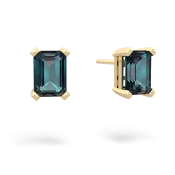 Alexandrite 7X5mm Emerald-Cut Stud 14K Yellow Gold earrings E1856